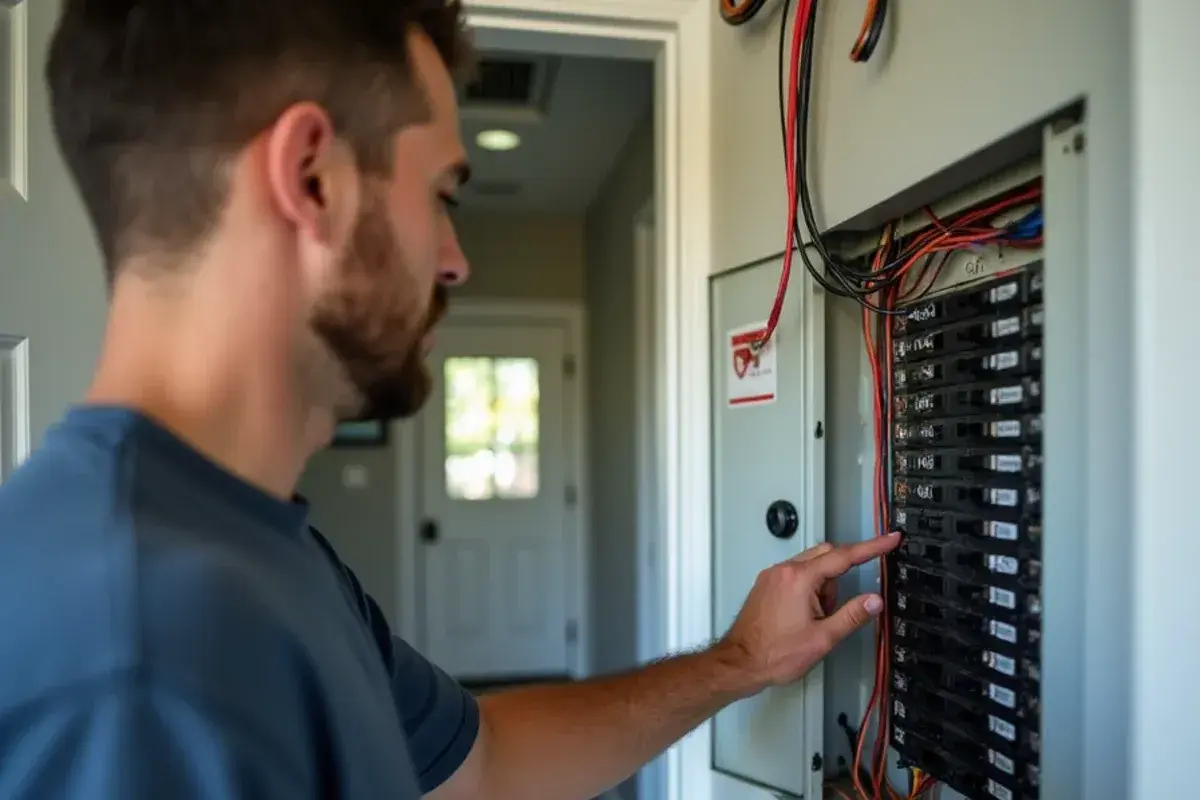 Homeowner switching off the HVAC breaker after noticing an electrical smell from the vents
