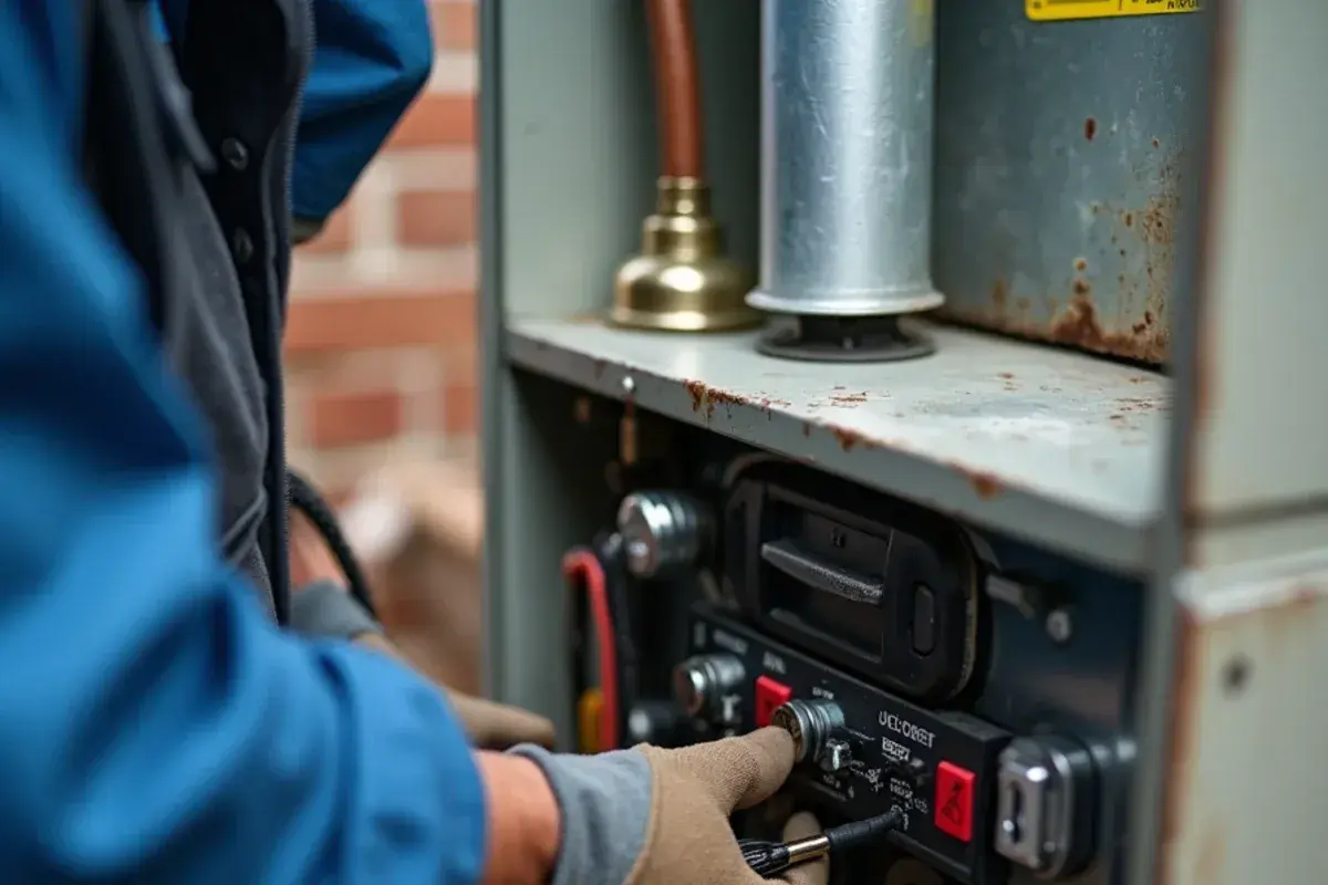 Heating element wiring and sequencers inside an electric furnace in a Lexington area home